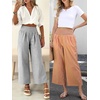 image:imageANRABESS Women Striped Gingham Wide Leg Palazzo Pants Casual Lounge Cropped PJ Bottoms Comfy Cute Plaid Pants with PocketsOrange White Plaid Stripe
