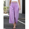 image:imageANRABESS Women Striped Gingham Wide Leg Palazzo Pants Casual Lounge Cropped PJ Bottoms Comfy Cute Plaid Pants with PocketsPurple White Plaid Stripe