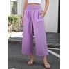 image:imageANRABESS Women Striped Gingham Wide Leg Palazzo Pants Casual Lounge Cropped PJ Bottoms Comfy Cute Plaid Pants with PocketsPurple White Plaid Stripe