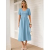 image:imageANRABESS Women Summer Casual Puff Short Sleeve Scoop Neck Smocked Button Up High Waist Flowy Vacation Midi Dresses amp PocketsBright Blue