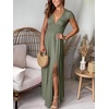image:imageANRABESS Women Summer Deep V Neck Short Sleeve Dresses Slit Elegant Wedding Guest Formal Cocktail Evening Maxi Long DressShort Sleeve Army Green