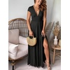 image:imageANRABESS Women Summer Deep V Neck Short Sleeve Dresses Slit Elegant Wedding Guest Formal Cocktail Evening Maxi Long DressShort Sleeve Black