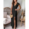 image:imageANRABESS Women Summer Deep V Neck Short Sleeve Dresses Slit Elegant Wedding Guest Formal Cocktail Evening Maxi Long DressShort Sleeve Black