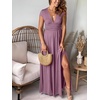 image:imageANRABESS Women Summer Deep V Neck Short Sleeve Dresses Slit Elegant Wedding Guest Formal Cocktail Evening Maxi Long DressShort Sleeve Dark Pink