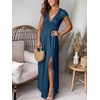 image:imageANRABESS Women Summer Deep V Neck Short Sleeve Dresses Slit Elegant Wedding Guest Formal Cocktail Evening Maxi Long DressShort Sleeve Deep Blue