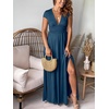image:imageANRABESS Women Summer Deep V Neck Short Sleeve Dresses Slit Elegant Wedding Guest Formal Cocktail Evening Maxi Long DressShort Sleeve Deep Blue