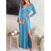 image:imageANRABESS Women Summer Deep V Neck Short Sleeve Dresses Slit Elegant Wedding Guest Formal Cocktail Evening Maxi Long DressZlong Sleeve Sky Blue