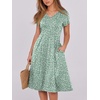 image:imageANRABESS Women Summer Dress Casual Short Sleeve V Neck ALine Knee Length Pleated Flowy 2026 Fashion Midi Dresses with PocketLight Green Floral