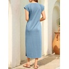 image:imageANRABESS Women Summer Maxi Dress 2026 Casual Loose Cap Sleeve Crewneck Split Beach Vacation Long Sundress with PocketsGrey Blue