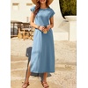 image:imageANRABESS Women Summer Maxi Dress 2026 Casual Loose Cap Sleeve Crewneck Split Beach Vacation Long Sundress with PocketsGrey Blue