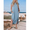 image:imageANRABESS Women Summer Maxi Dress 2026 Casual Loose Cap Sleeve Crewneck Split Beach Vacation Long Sundress with PocketsGrey Blue