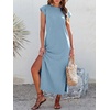 image:imageANRABESS Women Summer Maxi Dress 2026 Casual Loose Cap Sleeve Crewneck Split Beach Vacation Long Sundress with PocketsGrey Blue