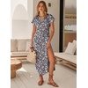 image:imageANRABESS Women Summer Maxi Dress Casual Short Sleeve V Neck Button Up Loose Split Travel Dresses 2026 Beach Vacation SundressNavy Blue Pink Floral