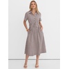 image:imageANRABESS Women Summer Short Sleeve Midi Dress Striped amp Gingham Casual ALine Button Collar Shirt Dress Beach amp VacationBrown White Plaid
