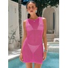 image:imageANRABESS Women Swimsuits Cover Up Slim Crochet Swimwear Summer Tank Little Dress Bathing Suit Vacation Beach Clothes OutfitsHot Pink