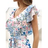 image:imageANRABESS Women V Neck Ruffle Sleeve Floral Pleated Maxi Dresses Summer Boho Belt Empire Waist Wedding Guest Party Flowy DressFloral Blue Pink
