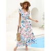 image:imageANRABESS Women V Neck Ruffle Sleeve Floral Pleated Maxi Dresses Summer Boho Belt Empire Waist Wedding Guest Party Flowy DressFloral Blue Pink