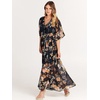 image:imageANRABESS Womens 12 Sleeve Beach Wedding Guest Maxi Dresses 2026 Summer Wrap V Neck Boho Floral Flowy Slit Long DressesFloral Black Yellow