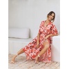 image:imageANRABESS Womens 12 Sleeve Beach Wedding Guest Maxi Dresses 2026 Summer Wrap V Neck Boho Floral Flowy Slit Long DressesFloral Red Pink