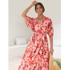 image:imageANRABESS Womens 12 Sleeve Beach Wedding Guest Maxi Dresses 2026 Summer Wrap V Neck Boho Floral Flowy Slit Long DressesFloral Red Pink