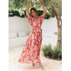 image:imageANRABESS Womens 12 Sleeve Beach Wedding Guest Maxi Dresses 2026 Summer Wrap V Neck Boho Floral Flowy Slit Long DressesFloral Red Pink