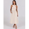 image:imageANRABESS Womens 2026 Summer Casual Maxi Dress A line Tiered Flowy Sleeveless Crewneck T Shirt Beach Travel Long DressesApricot