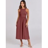 image:imageANRABESS Womens 2026 Summer Casual Maxi Dress A line Tiered Flowy Sleeveless Crewneck T Shirt Beach Travel Long DressesBrick Red