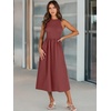 image:imageANRABESS Womens 2026 Summer Casual Maxi Dress A line Tiered Flowy Sleeveless Crewneck T Shirt Beach Travel Long DressesBrick Red