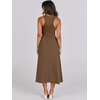 image:imageANRABESS Womens 2026 Summer Casual Maxi Dress A line Tiered Flowy Sleeveless Crewneck T Shirt Beach Travel Long DressesBrown