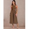 image:imageANRABESS Womens 2026 Summer Casual Maxi Dress A line Tiered Flowy Sleeveless Crewneck T Shirt Beach Travel Long DressesBrown