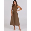 image:imageANRABESS Womens 2026 Summer Casual Maxi Dress A line Tiered Flowy Sleeveless Crewneck T Shirt Beach Travel Long DressesBrown