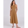 image:imageANRABESS Womens 2026 Summer Casual Maxi Dress A line Tiered Flowy Sleeveless Crewneck T Shirt Beach Travel Long DressesCaramel