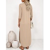 image:imageANRABESS Womens 34 Sleeve Maxi Dress amp Pockets  Soft Wrinkle Resistance FabricCasual LooseCrewneck SplitTravel Vacation Work AllDay WearFall Spring Transition OutfitsAlmond
