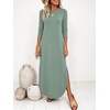 image:imageANRABESS Womens 34 Sleeve Maxi Dress amp Pockets  Soft Wrinkle Resistance FabricCasual LooseCrewneck SplitTravel Vacation Work AllDay WearFall Spring Transition OutfitsLight Green