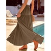 image:imageANRABESS Womens Boho Elastic High Waist Pleated ALine Flowy Swing Asymmetric Tiered Maxi Long Skirt Dress with PocketsCoffee
