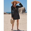 image:imageANRABESS Womens Crochet Swimsuit Cover Up V Neck Mesh Knit Beach Dress Long Sleeve Summer Vacation BeachwearBlack