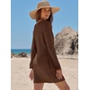 image:imageANRABESS Womens Crochet Swimsuit Cover Up V Neck Mesh Knit Beach Dress Long Sleeve Summer Vacation BeachwearBrown