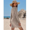 image:imageANRABESS Womens Crochet Swimsuit Cover Up V Neck Mesh Knit Beach Dress Long Sleeve Summer Vacation BeachwearKhaki