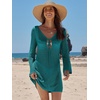 image:imageANRABESS Womens Crochet Swimsuit Cover Up V Neck Mesh Knit Beach Dress Long Sleeve Summer Vacation BeachwearLake