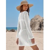 image:imageANRABESS Womens Crochet Swimsuit Cover Up V Neck Mesh Knit Beach Dress Long Sleeve Summer Vacation BeachwearOffwhite