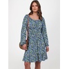 image:imageANRABESS Womens Dress Long Lantern Sleeve Square Neck Elastic Waist Ruffle Flowy Swing ALine Short Dresses 2026 Fall FashionBlue Black Floral