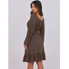 image:imageANRABESS Womens Dress Long Lantern Sleeve Square Neck Elastic Waist Ruffle Flowy Swing ALine Short Dresses 2026 Fall FashionBrown