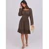 image:imageANRABESS Womens Dress Long Lantern Sleeve Square Neck Elastic Waist Ruffle Flowy Swing ALine Short Dresses 2026 Fall FashionBrown
