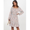 image:imageANRABESS Womens Dress Long Lantern Sleeve Square Neck Elastic Waist Ruffle Flowy Swing ALine Short Dresses 2026 Fall FashionCoral Floral