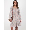 image:imageANRABESS Womens Dress Long Lantern Sleeve Square Neck Elastic Waist Ruffle Flowy Swing ALine Short Dresses 2026 Fall FashionCoral Floral
