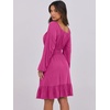 image:imageANRABESS Womens Dress Long Lantern Sleeve Square Neck Elastic Waist Ruffle Flowy Swing ALine Short Dresses 2026 Fall FashionDark Pink