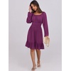 image:imageANRABESS Womens Dress Long Lantern Sleeve Square Neck Elastic Waist Ruffle Flowy Swing ALine Short Dresses 2026 Fall FashionDeep Purple