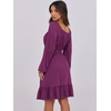 image:imageANRABESS Womens Dress Long Lantern Sleeve Square Neck Elastic Waist Ruffle Flowy Swing ALine Short Dresses 2026 Fall FashionDeep Purple