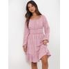 image:imageANRABESS Womens Dress Long Lantern Sleeve Square Neck Elastic Waist Ruffle Flowy Swing ALine Short Dresses 2026 Fall FashionFloral Pink