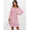 image:imageANRABESS Womens Dress Long Lantern Sleeve Square Neck Elastic Waist Ruffle Flowy Swing ALine Short Dresses 2026 Fall FashionFloral Pink